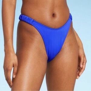 Wild Fable Low Rise Ultra High Leg Cheeky Blue Bikini Swim Bottom Size S NWT